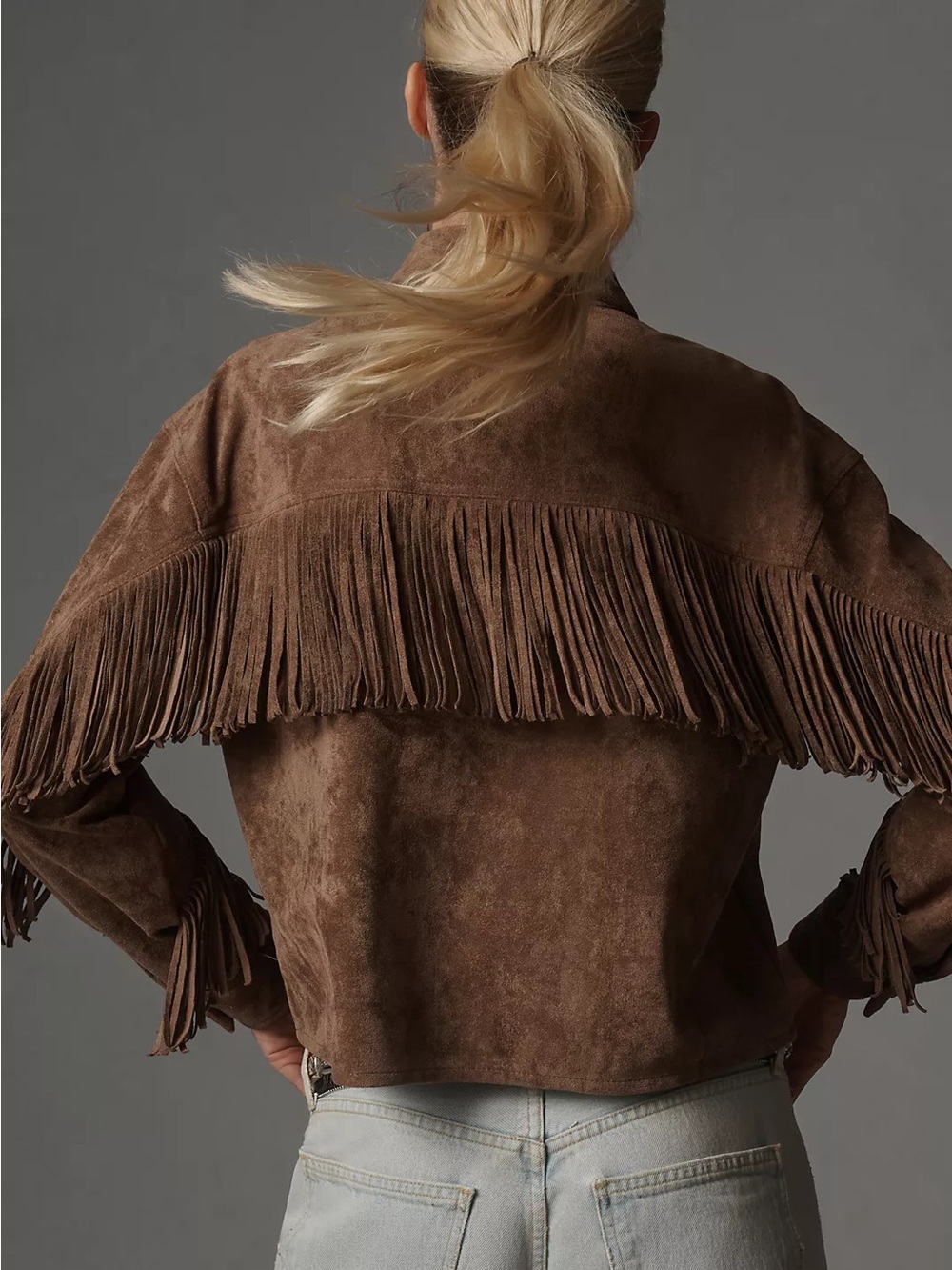 Blank NYC Brown Suede Fringe Jacket